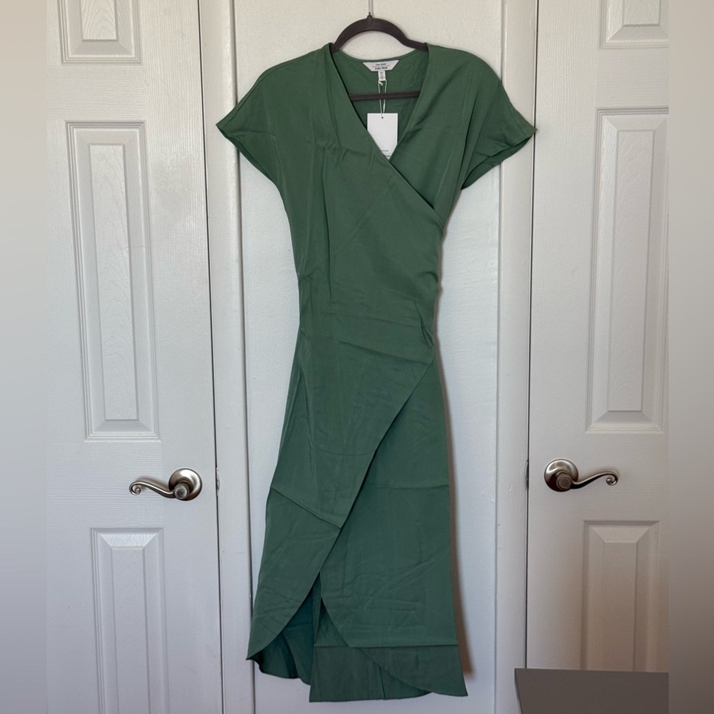 & Other Stories Olive Green Wrap Midi Dress
